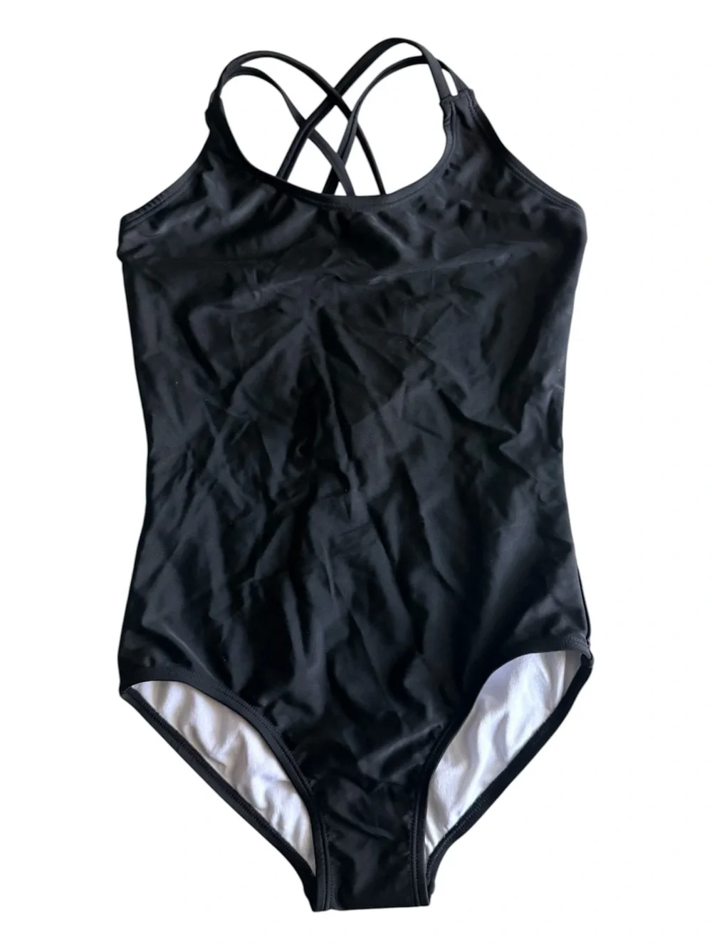 Kanu Surf Black Girls' Crisscross Back One-Piece Swimsuit. Size 10